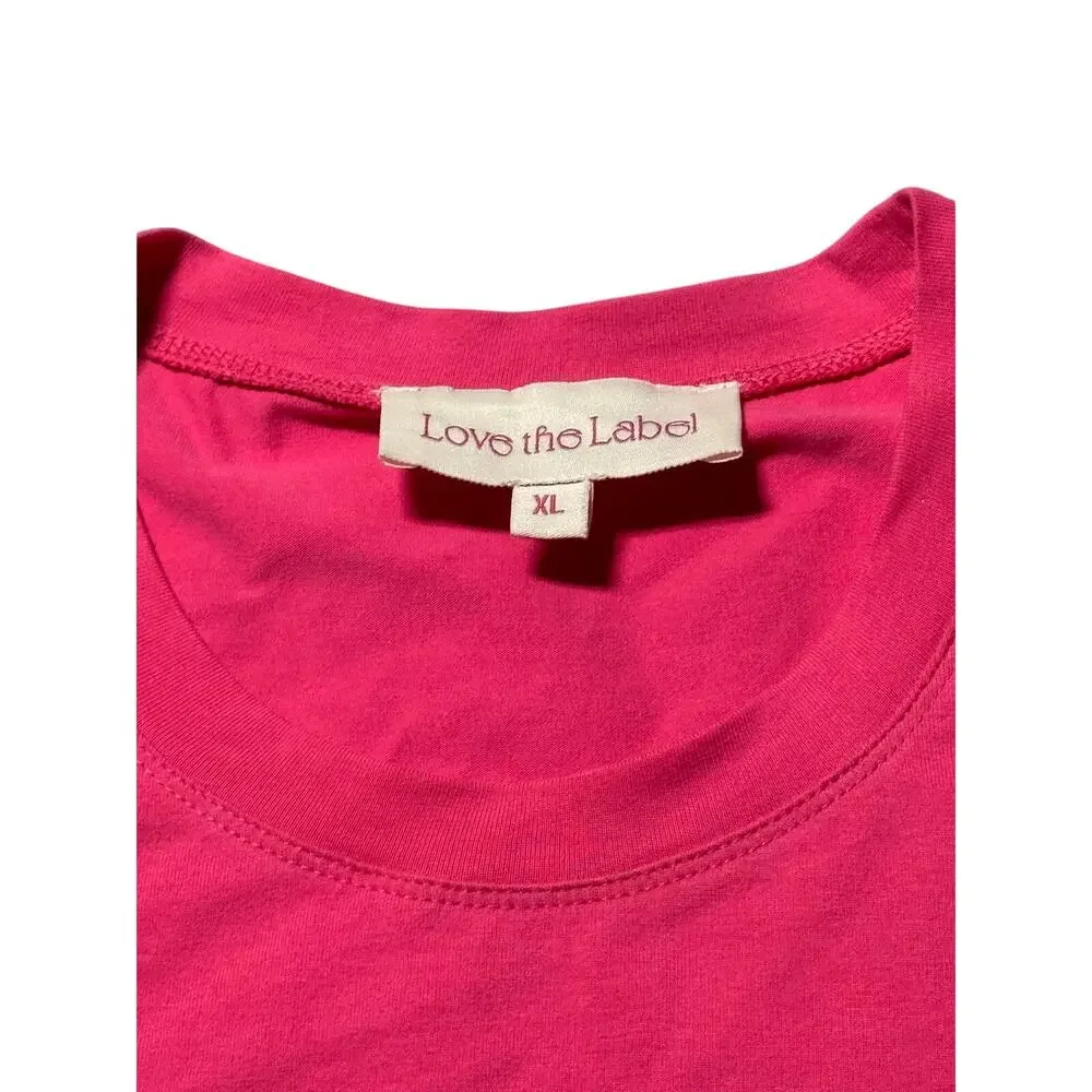 Love The Label Blouse Top Womens XL Fuchsia Pink Stretch Puff Sleeve Classic